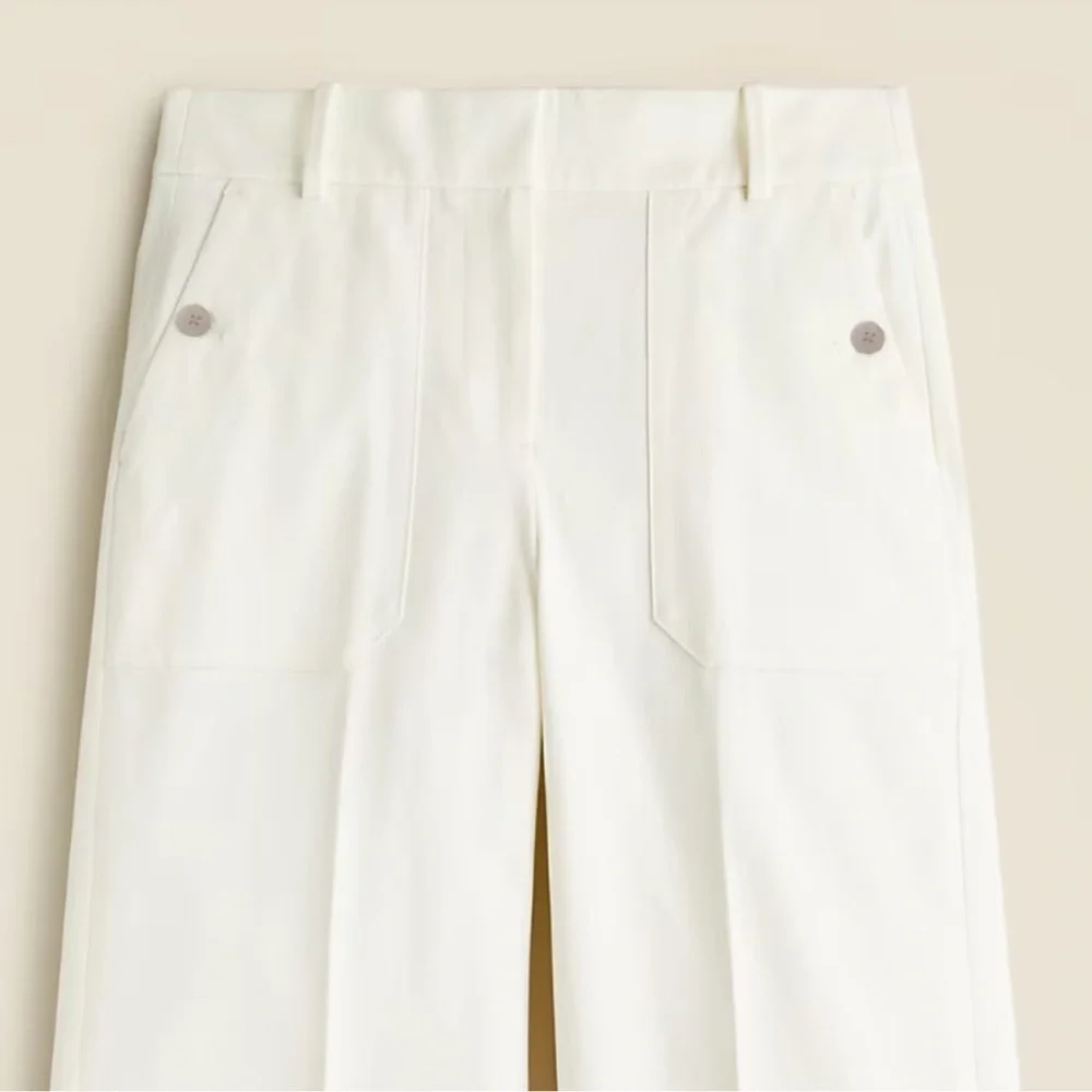 NWT J. Crew Sydney Wide-Leg High-Rise White Dress Pants With Bi-Flex Stretch, 4. - Picture 7 of 12